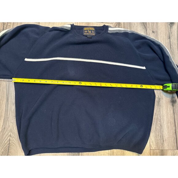 Woolrich Mens XL Navy Wool Sweater With White Stripe Accents - Picture 3 of 5